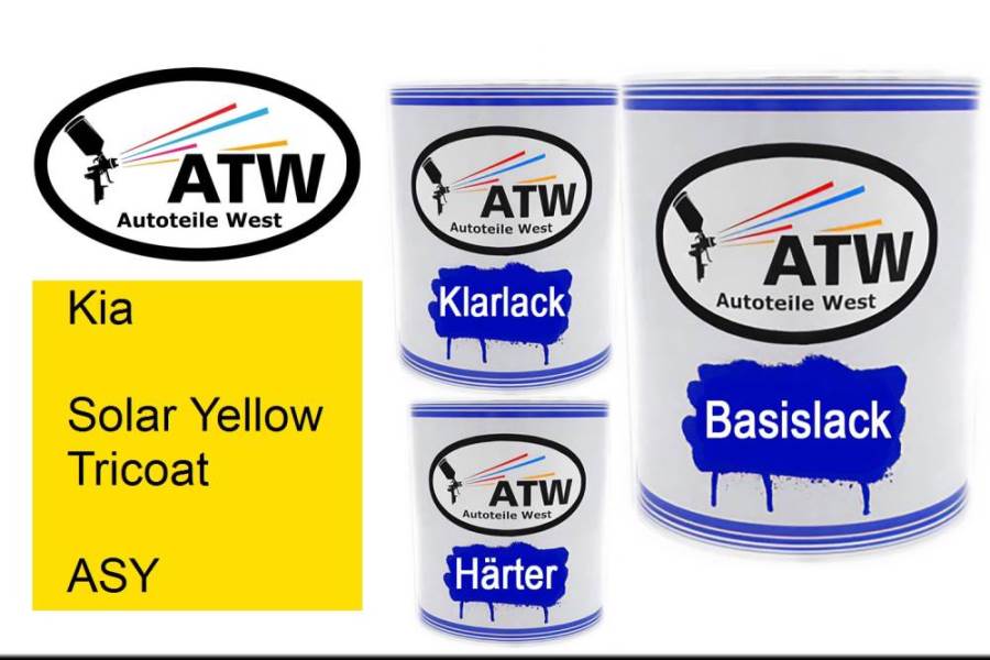 Kia, Solar Yellow Tricoat, ASY: 1L Lackdose + 1L Klarlack + 500ml Härter - Set, von ATW Autoteile West.